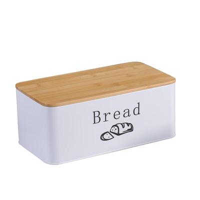 Chuzon Jingpin Metal Bread Box 2-Pack (Black with Bamboo Lid, White Vented)