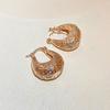 Huitan Metal Gold Color Hollow Out Hoop Earrings for Women New Modern Fashion Lady's Ear Accessories Daily Wear Chic Jewelry