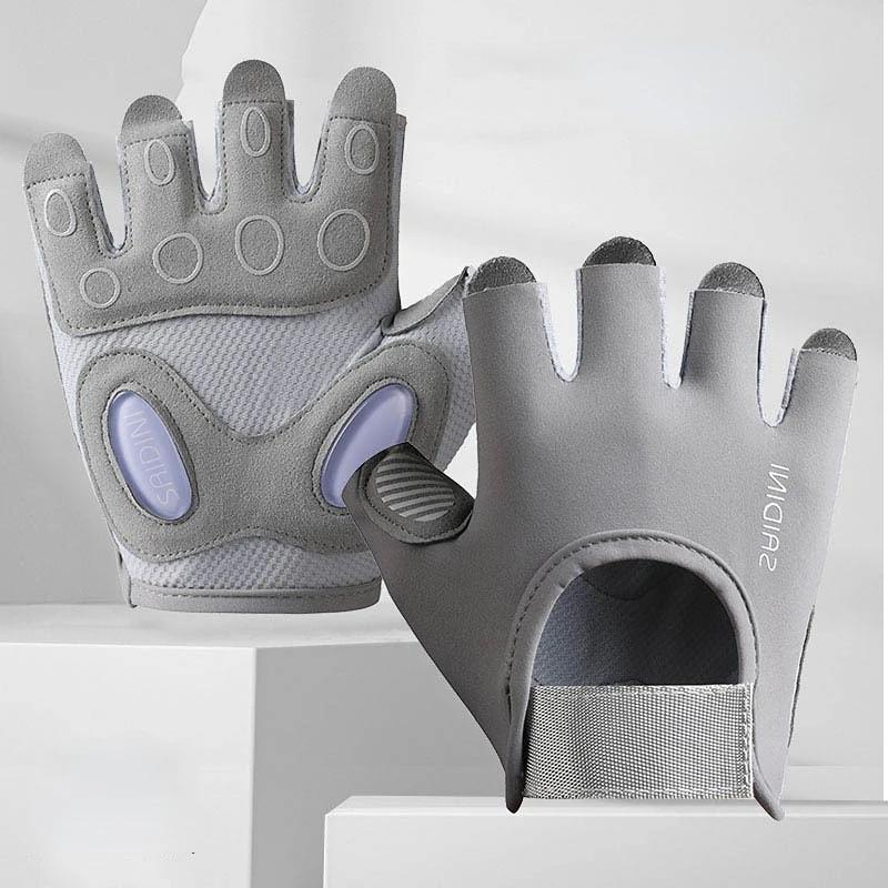 

Тренажерный зал Фитнес Тяжелая атлетика Тренировочные перчатки Мужчины Женщины Бодибилдинг Полупальцевый Спорт Нескользящие Перчатки Для Поддерживания Запястья Велосипедные Перчатки серый
