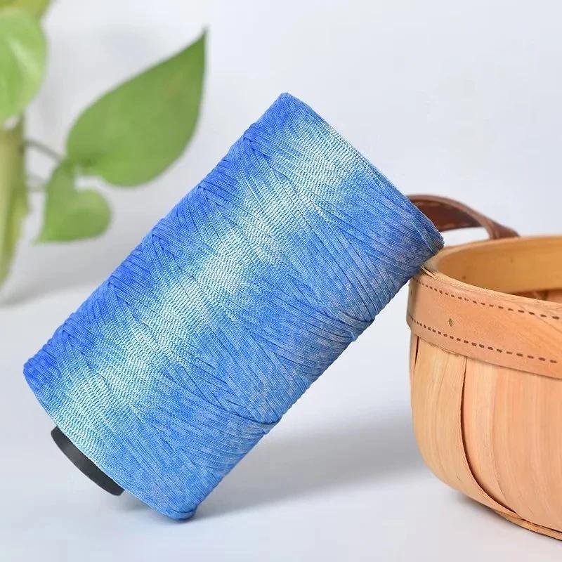 250g/Roll 2.5mm Ice Silk Thread Summer Crochet Yarn for DIY Knitting Bag Shoes Flat Hollow Yarn Hand-knitted Thread Supplies