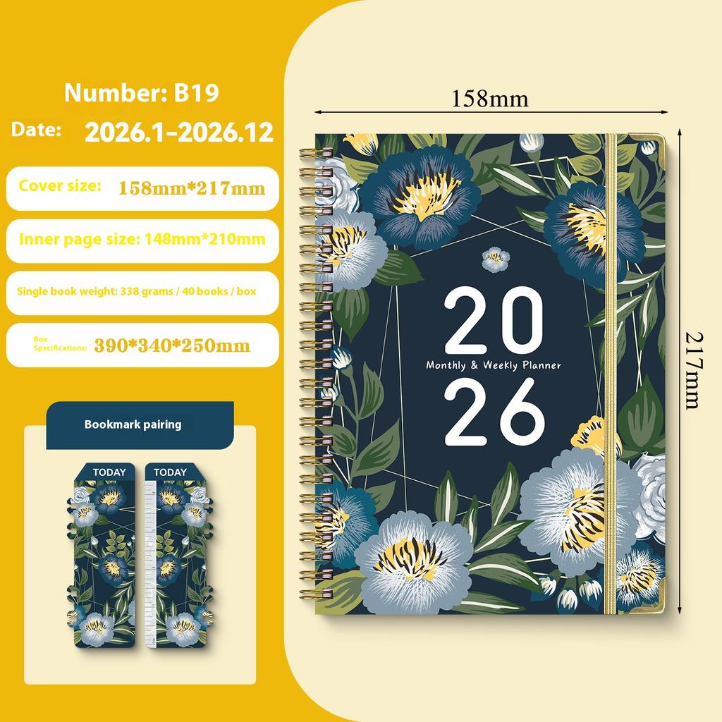 English Notepad A5 Coil English Notebook Diary Plan Book Work Exercise Schedule Book
