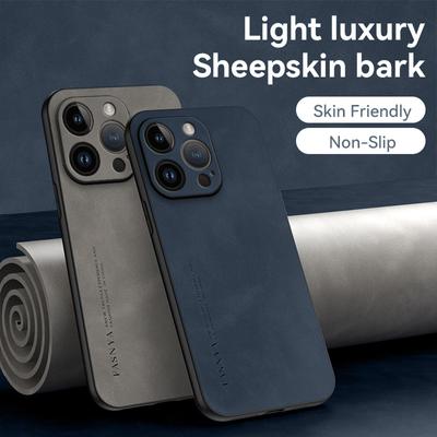 Funda de piel de oveja para iPhone 16, 15, 14, 13 y 12, Samsung S25, S24 Plus, A34, S23, Redmi Note 14T, 12, 4G, Mi 12T Pro, bordes suaves, color puro