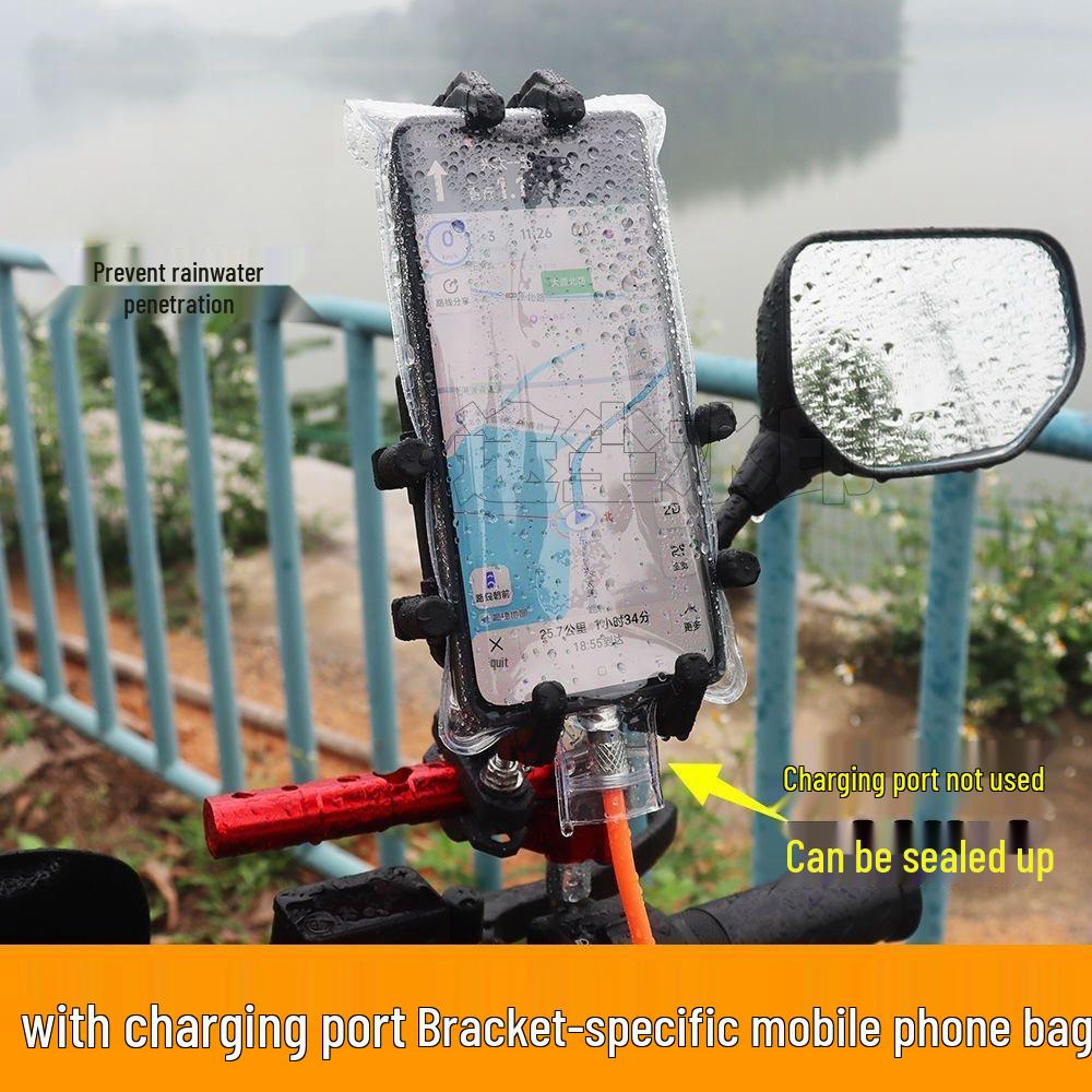 Waterproof Rechargeable Touchscreen Phone Holder for Cycling and Food Delivery 95X195mm [Rainproof Charging Port]