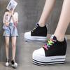 Fashion 10CM Heels Wedge Canvas Shoes Woman High Platform Sneakers Vulcanized Shoes Hidden Heel Height Increasing Casual Shoes