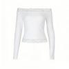 ins lace one-word shoulder pure desire top autumn and winter new Spice Girl long-sleeved European and American versatile top