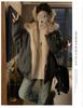 American street style cotton-padded jacket, fur, short cotton-padded coat, women's winter hooded, cotton-padded clothes on both sides, warm and thicke