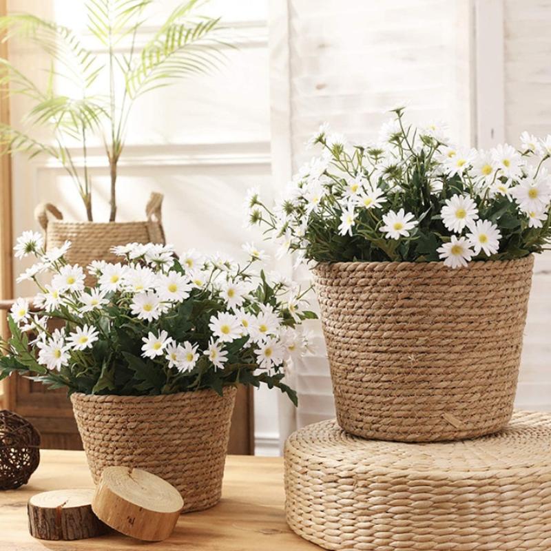 1Pcs Planter Basket Flower Pot Basket Rattan Straw Grass Woven Flowerpot Mini/S/M/L Furniture Decoration For Garden Terraces