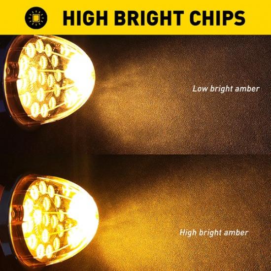 2PCS Universal Amber LED Watermelon Light Side Marker Turn Signal Light Lamp