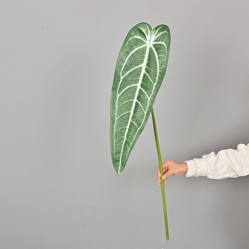 Green Plants Crane King Fern Leaf Lifelike Artificial Arrowroot Leaf  Floral Arrangement