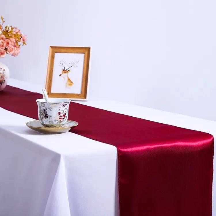 

1 шт. Многоцветная атласная дорожка для стола, осенняя дорожка для обеденного стола, рождественское свадебное украшение, красная 30*275 см 30x275cm