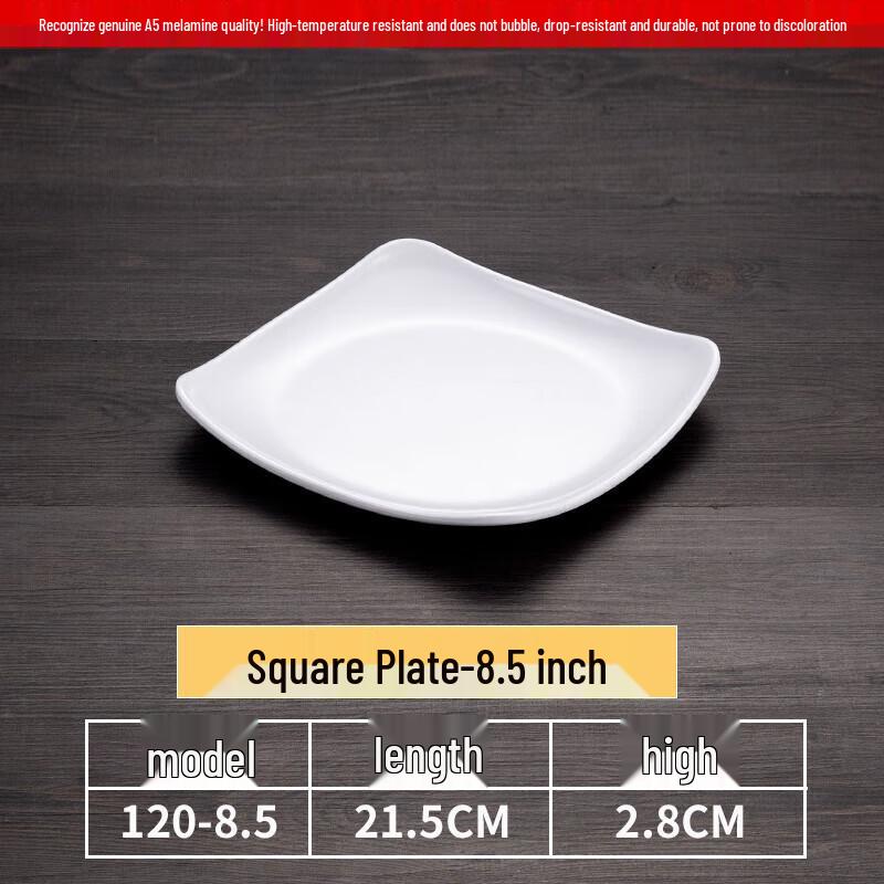 White Melamine Square Dinner Plate