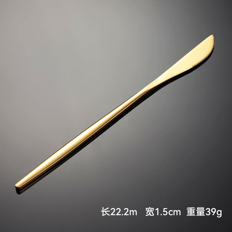 410 Stainless Steel Thin Portuguese Tableware Knives, Forks and Spoons Titanium-plated Paint Multi-specification Gifts