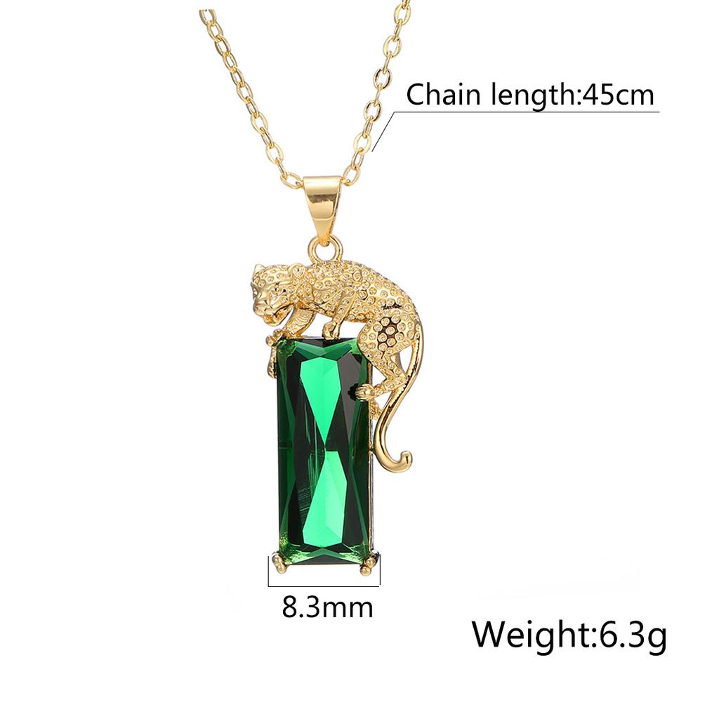 Autumn Water New Simple Metal Copper Gold Color Animal Leopard Green Gem Crystal Pendant Necklace for Women Men Trendy Charms Gift Autumn Water New Simple Metal Copper Gold Color Animal Leopard Green Gem Crystal Pendant Necklace for Women Men Trendy Charms Gift