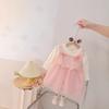 Cute Girls Long Sleeve Fake Two Piece Dress Heart Patchwork Toddler Baby Princess Dress Casual Party Outfit