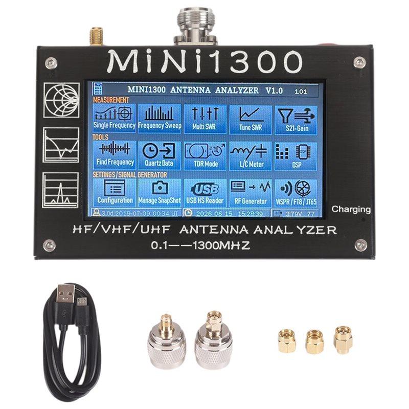 A25F-Mini1300 4.3 Inch /VHF/UHF Band 0.1 To 1300Mhz Vector Network Analyzer Miniature Antenna Spectrum Analyzer Signal Generat