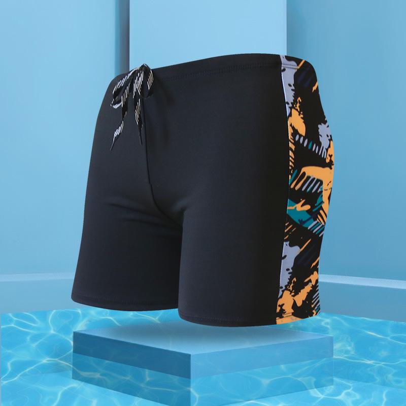 Men's Plus Size Milk Silk Flat Leg Swim Trunks - Fashion Print for Resort and Beach Wear