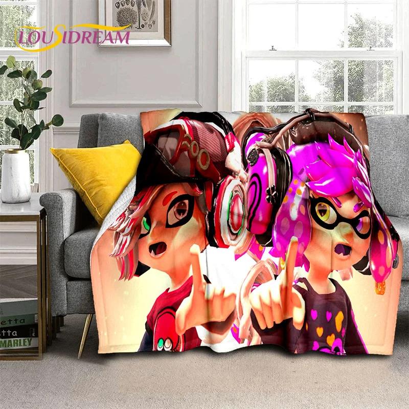 Splatoon3 PC Gamer Cartoon Game Soft Flannel Blanket for Beds Bedroom Sofa Picnic,Throw Blanket for Cover Outdoors Leisure Gift