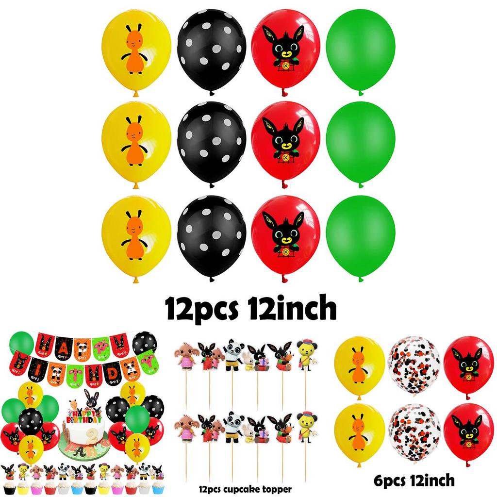 Delightful Bing Bunny Birthday Party Supplies Offering Joyful Balloon Banner And Whimsical Cupcake Topper