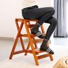 Solid Wood Foldable Ladder with Non-Slip Steps - Multi-Functional, Portable, Stackable, and Ideal for Household Climbing and Storage.