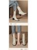 Pleated Retro French Ankle Boots with Velvet Lining, Mid-Calf Height, Back Zipper, and Slim Square Toe for Women.