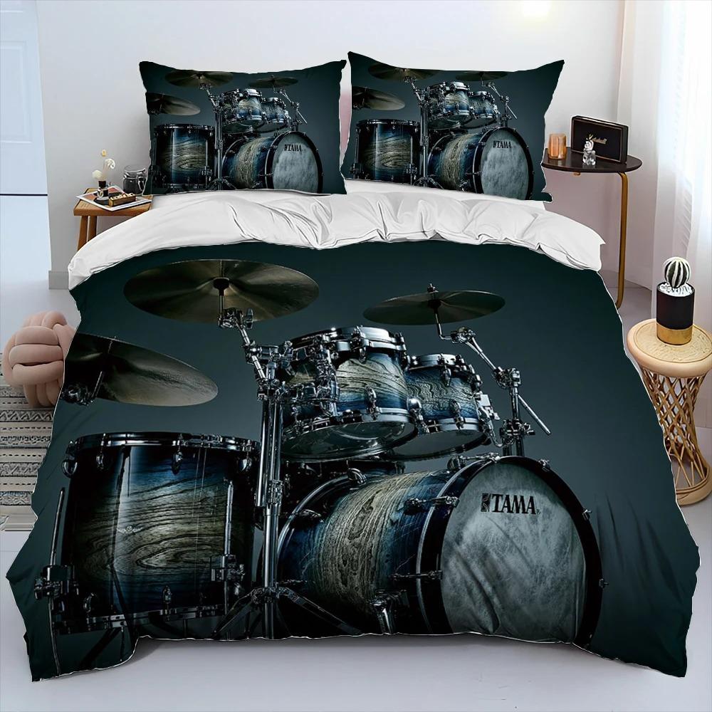 

3D барабанная установка музыкальные инструменты одеяло постельное белье комплект, пододеяльник постельный комплект пододеяльник наволочка, комплект постельного белья размера King Queen для взрослых 70x133cm 2pcs