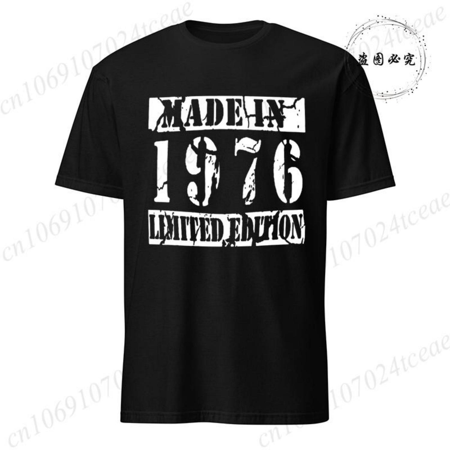 

Made In 1976 Limited Mens TShirt 50th Birthday Print TShirt Casual Short Sleeve Tees Birthday Gift for 50th Party Male Shirts S чёрный
