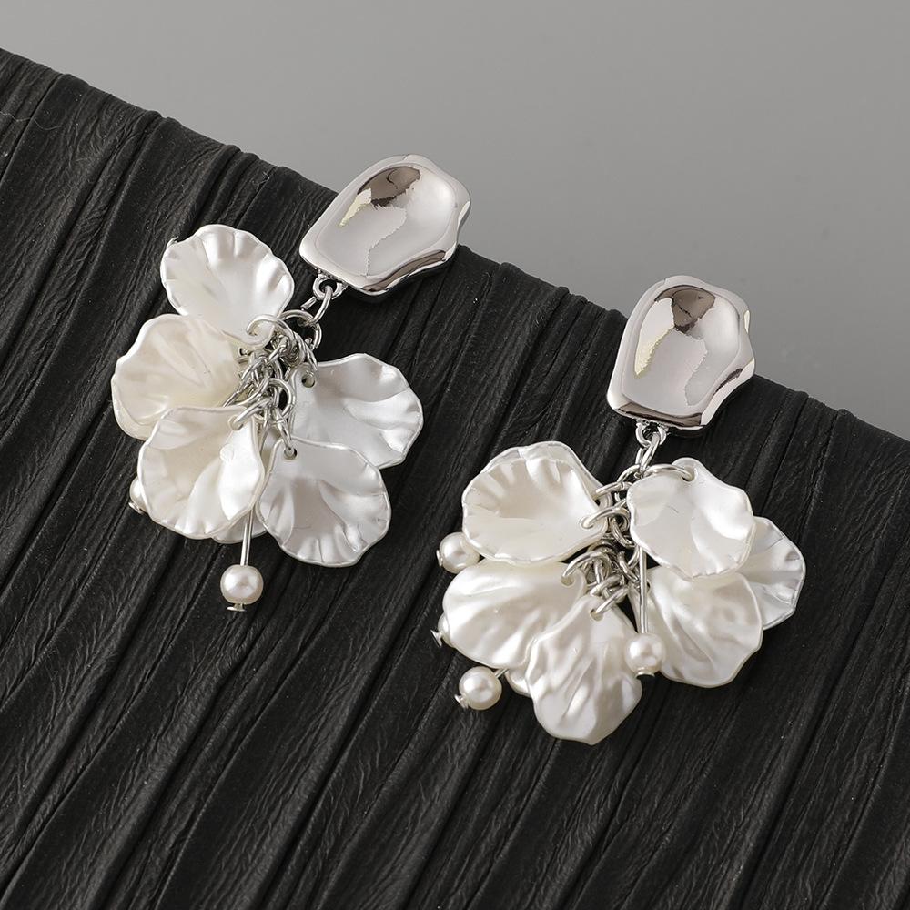 Metal Shell Flower Geometric Dangle Earrings Women New Elegant Trend Design Zircon Party Accessories медный