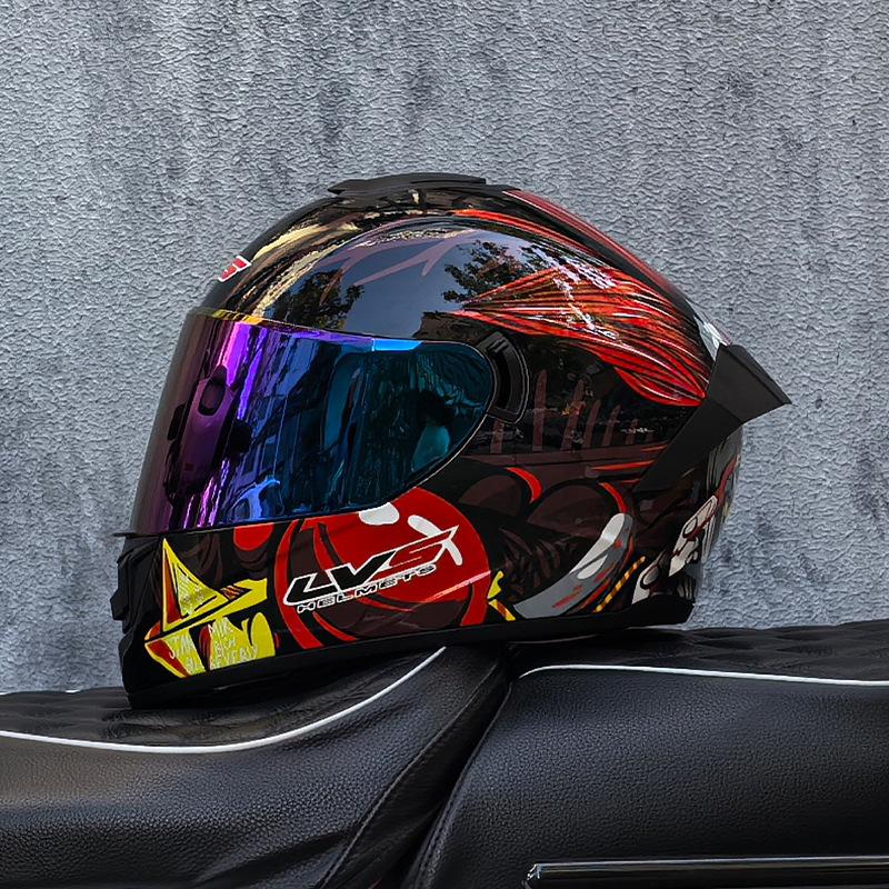 Imitation Street Car Helmet Men's Motorcycle 3C Electric Vehicle Full Helmet Autumn and Winter Knight Double Mirror Riding