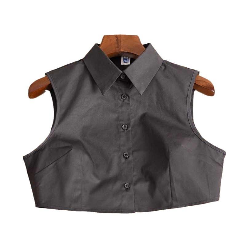 Women's Sleeveless Shirt with Removable Decorative Collar - Spring Korean Style, Versatile White Doll Collar.
