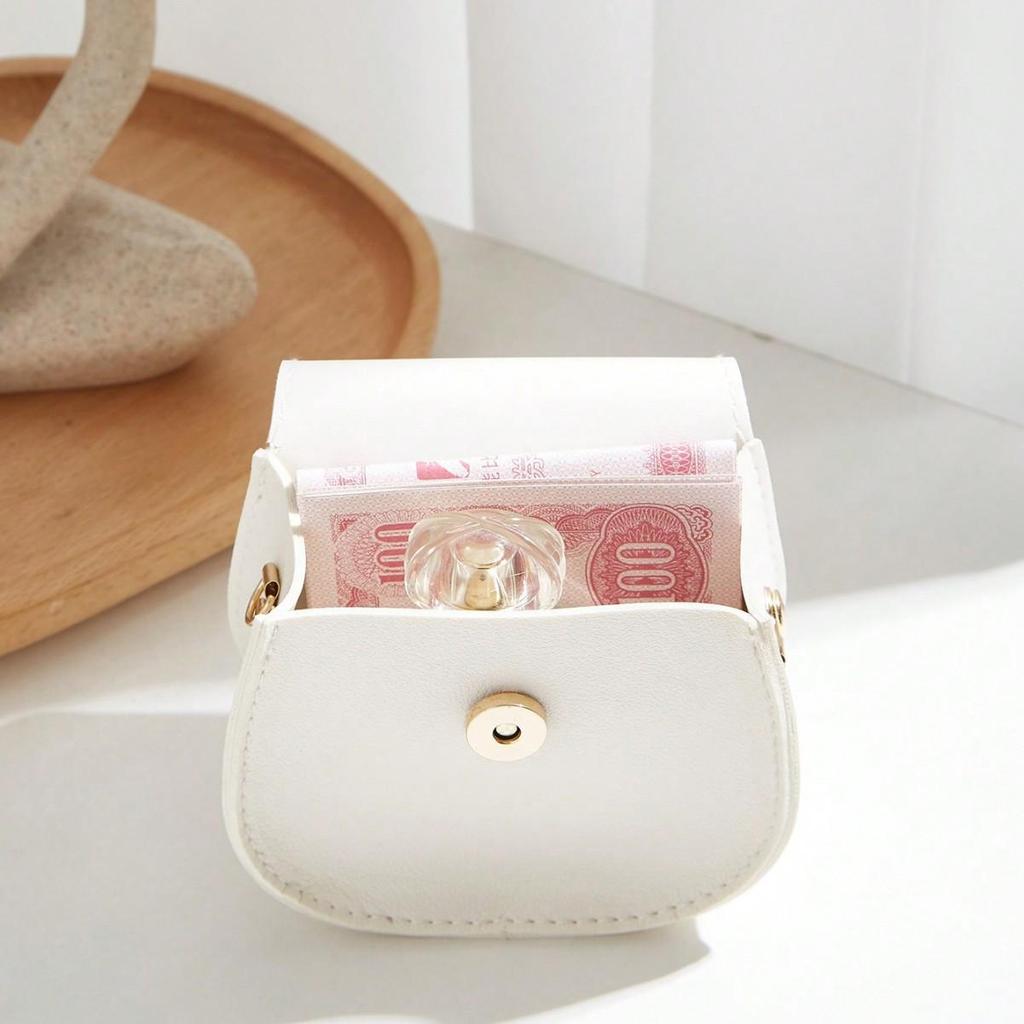 2025 Damen Mini Halbmond Crossbody Tasche mit Lippenstift-Kette