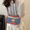 Leisure Lattice Shoulder Bag Rural Style Crossbody Bag Sweet Denim Underarm Bag  Travel