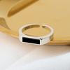 BFCLUB  Silver Color New Simple Vintage Rings Retro Black Stone Opening Handmade Ring Fashion Fine Jewelry