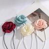 Fabric Flower Choker Necklace Long Tied Rope Lock Collarbone Chain Gift for Girl