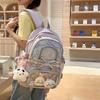 College schoolbag female junior high school student cute sweet contrasting color large capacity backpack student backpack trendy fashion