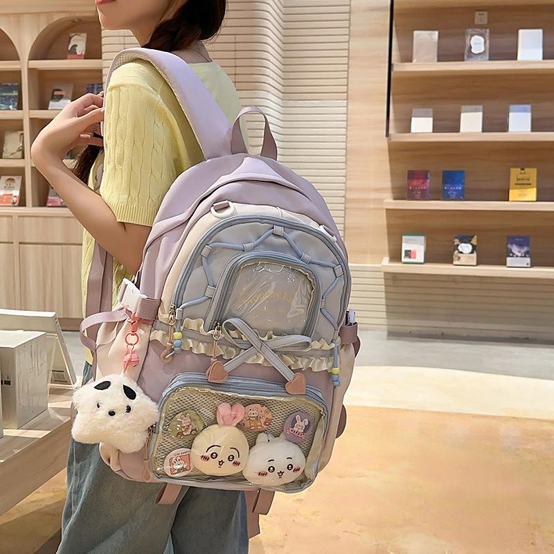 College Schoolbag Female Junior High School Student Cute Sweet Contrasting Color Large Capacity Backpack Student Backpack Trendy Fashion