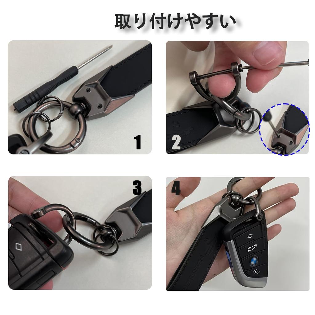 Echte Leder Auto Schlüsselanhänger für Toyota Harrier 80 60 und 30 Schlüsselring mit Auto Geprägtem Karabiner Bequem zu Der Einfache und Schwarze [MiJuduo]