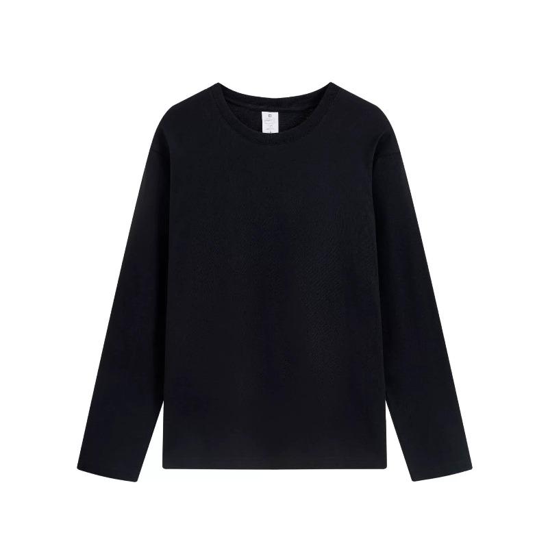 Modisches 220g Herren Premium Marke Einfarbig Langarm T-Shirt Lockere Passform für beide Geschlechter Luxuriös Entspannte Passform Vielseitige Basisschicht Kapuzenpullover