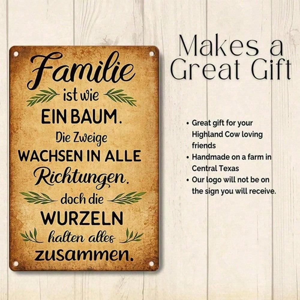 1pc Vintage Metal Tin Sign Familie Ist Wie Ein Baum German Quote Wall Decor 12x8 Inch Retro Plaque