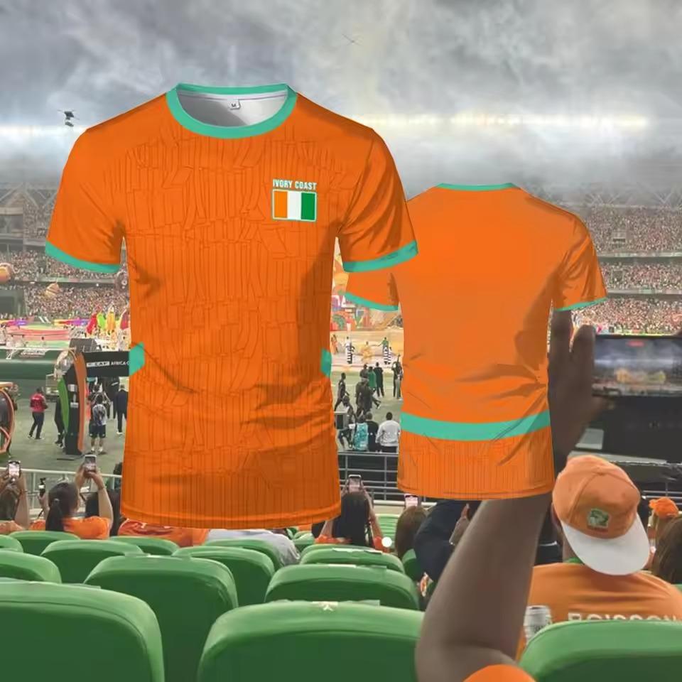 2026 New Ivory Coast Themed T-shirt Outdoor Sports Breathable Quick-drying Jersey Unisex Africa Cup Of Nations Fan Jersey