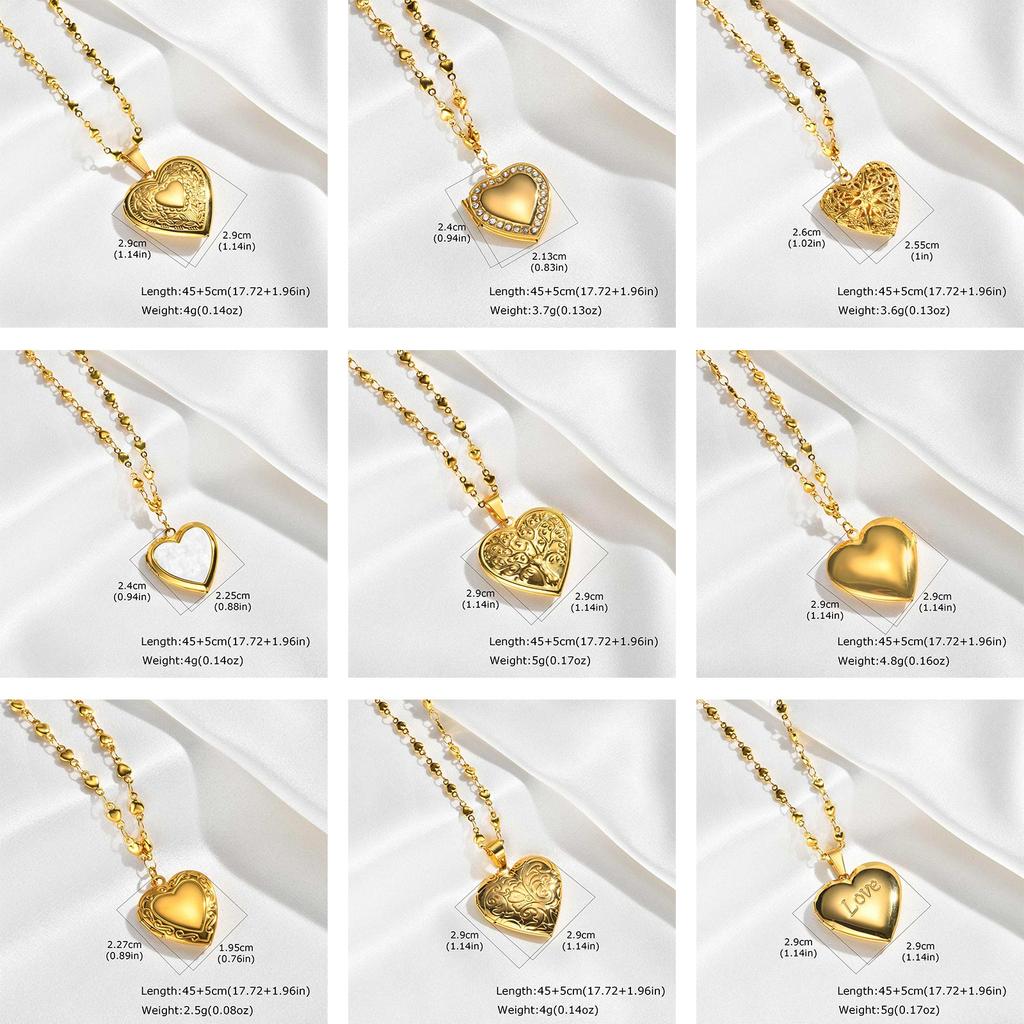 Romantic Heart Locket Pendant for Women Stainless Steel Photo Frame Openable Necklace Heart Chain Necklaces Charm Jewelry Gift