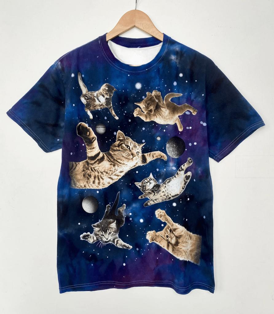 Erwachsenen und Kinder Interstellarer Weltraumkatzen T-Shirt Kosmische Laserkatze Niedlich 3D-Druck Sci-Fi Persönlichkeit Kurzarm