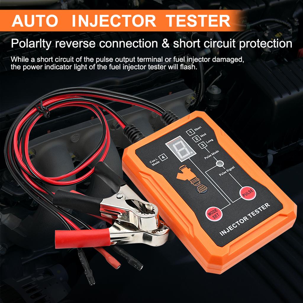 Fuel Injector Tester Cleaner Tool up to 8 Pulse Modes Injector Tester Short Circuit Protection 12V
