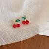 Sterling Silver Needle Earrings: Summer Sweet Strawberry, Cherry & Grape - Cute, Fresh, Versatile Ear Accessories