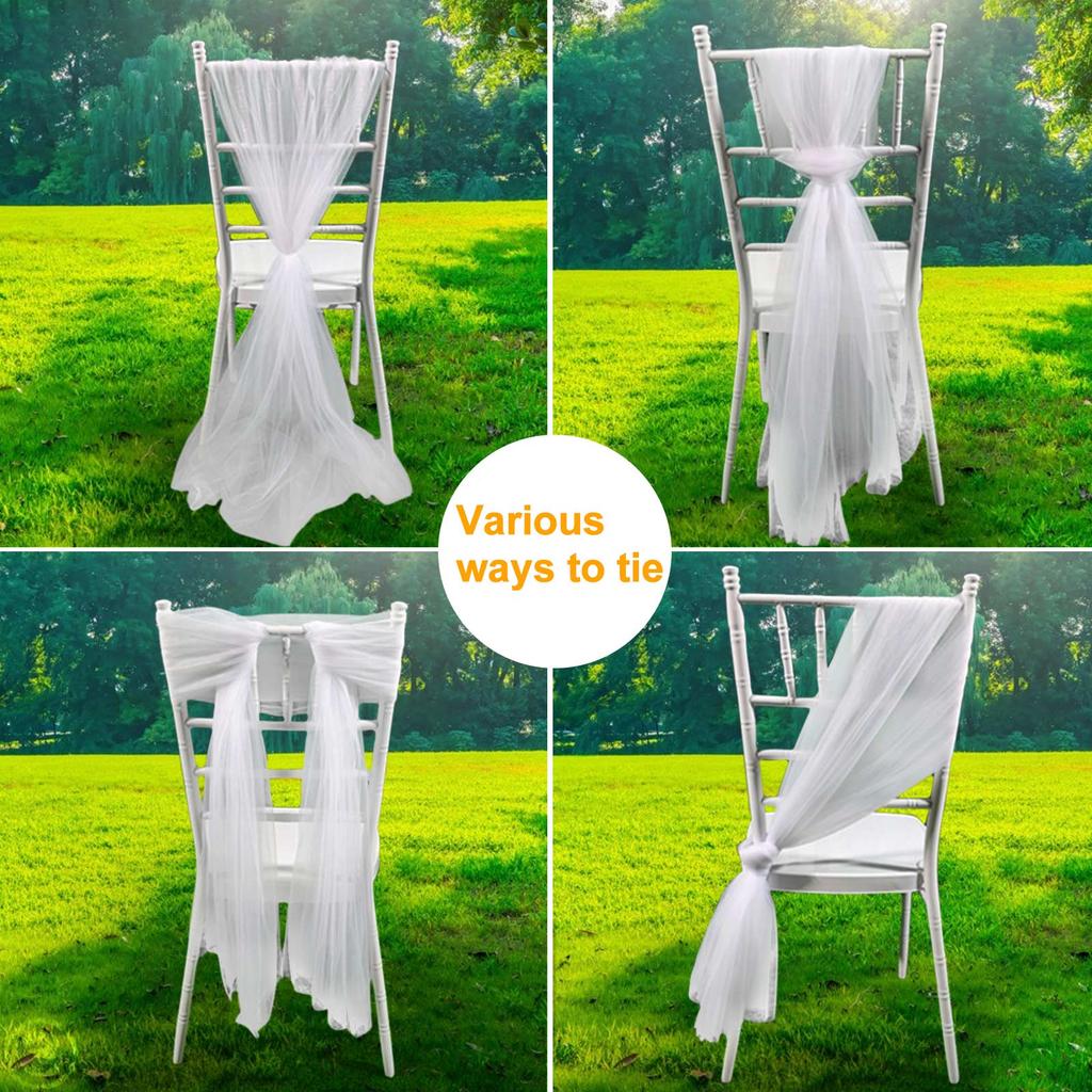 Wedding Chair Back Gauze Decoration Chair Mesh Yarn Back Decor for Hotels Wedding Banquets
