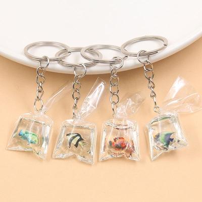 28 Styles 28x90mm DIY Transparent Resin Goldfish & Clownfish Keychain Pendant Ornaments