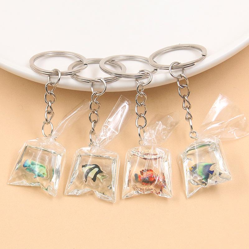 28 Styles 28x90mm DIY Transparent Resin Goldfish & Clownfish Keychain Pendant Ornaments