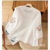 Embroidered Fashion Three-quarter Sleeve T-shirt Summer Loose and Thin Cotton Round Neck Pullover Small Shirt Top