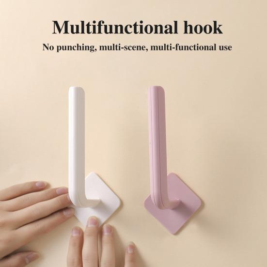 3Pcs Wall Hook Strong Load-Bearing Waterproof L-Shaped Traceless Hanger Traceless Bathroom Kitchen Hook