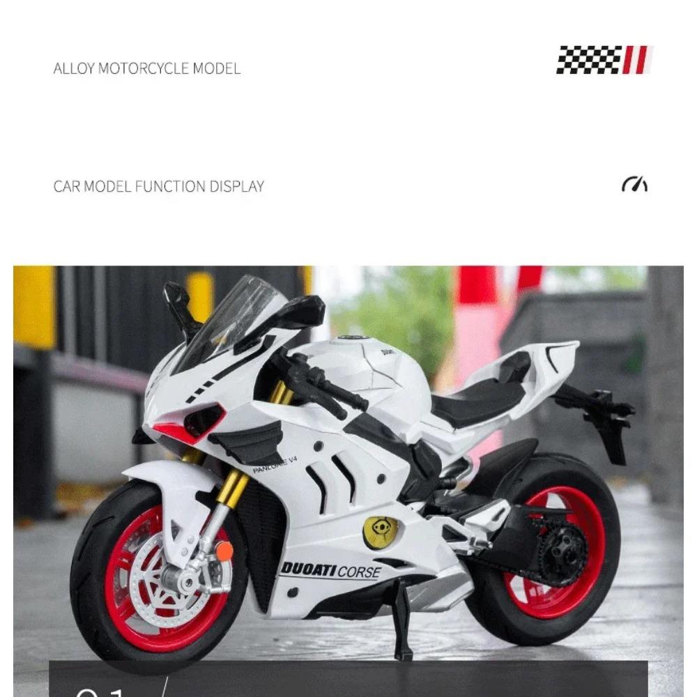 1/10 Ducati V4S S1000RR H2R Alloy Die Cast Motorcycle Model Vehicle Collection Sound and Light Off Road Children's Holiday Gifts