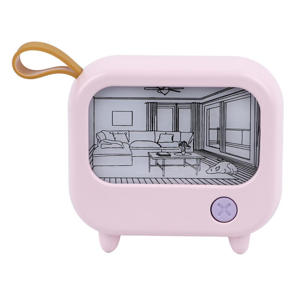 Light Up Painting Night Light TV Shaped 2 Lighting Modes USB Rechargeable Portable Table Bedside Lamps Bedroom Home Decor Pink